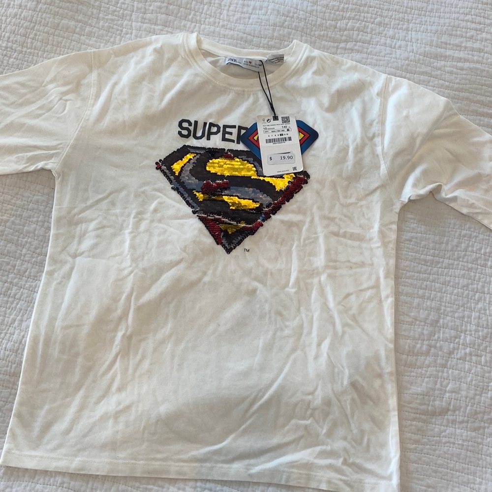 Brand new Zara boys Superman long sleeve r shirt size 10